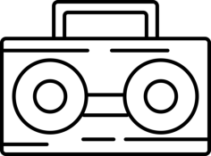 Boom Box Sketch Style Svg Vector, Free Vectors File
